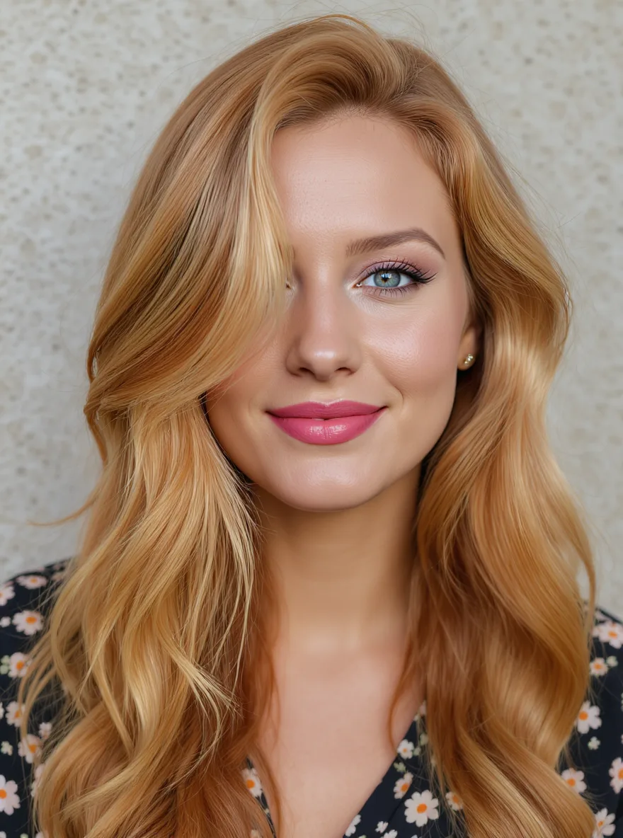 sunset blonde with honey highlights long layers